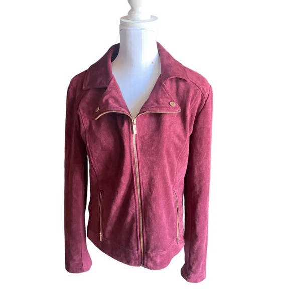 SzS CK raspberry suede jacket with gold hardware - Picture 2 of 5